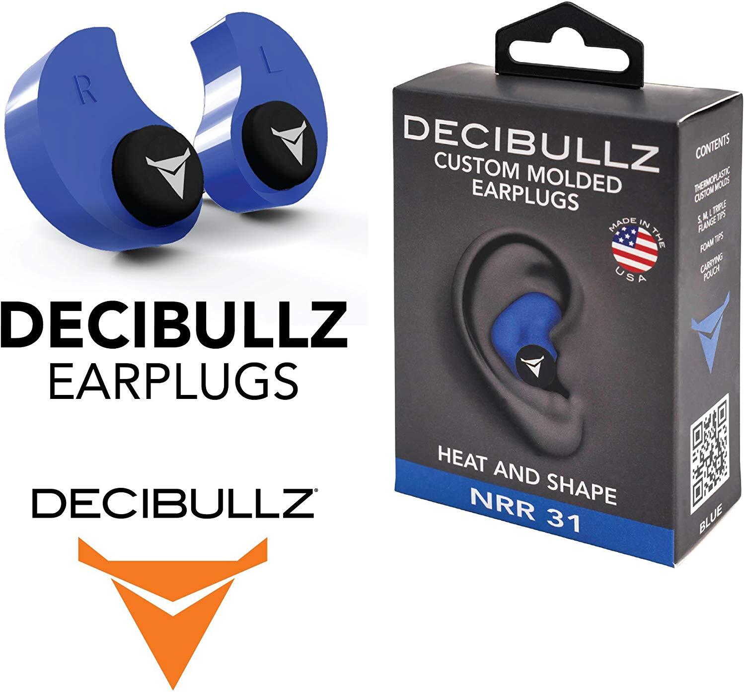 Decibullz Custom Molded Earplugs Nrr 31Db Blue