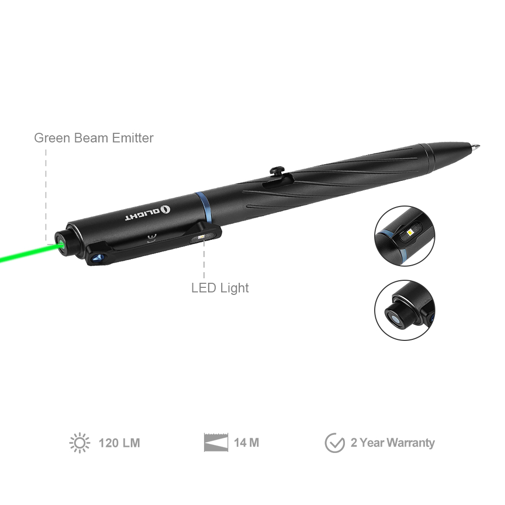 Olight Open Pro 120 Lumens Rechargeable Flashlight W Green Laser - Black #open Pro