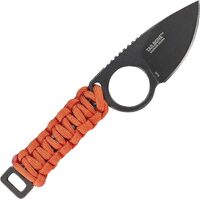 Crkt Everyday Carry Fixed Blade Drop Point Knife With Black Stonewash Finish - Orange Cord Wrapped Handle #Crkt2415