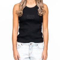 Desolve Noughties Tank Womens Ribbed Cotton Knit Fabric - Black #Dsv124884