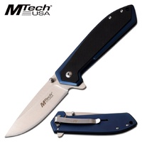 Mtech Framelock Stainless Drop Pocket Folder Folding Knife - Black/blue 8 Inch Overall #mt-1068Bl