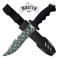 Masters Usa Tactical Serrated Bowie Fixed Blade Knife - Weed Camo 12.5In Overall #mu-20-04M