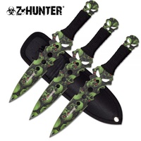 Z-Hunter 3Pc Creepy Eye Throwing Knife Set Green Skull Camo #k-Zb-134-3Gns