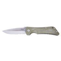 Southern Grind Bad Monkey Drop Point Satin Serrated Knife 4" - G10 Green Handle #Sg03040003