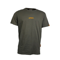 Spika Men's Go Range T-Shirt Olive Green - Cotton Comfortable And Orange Logo #gtm-019