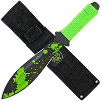 Zombie Nick Black And Green Throwing Knife - Ballistic Nylon Sheath #k-Mi224